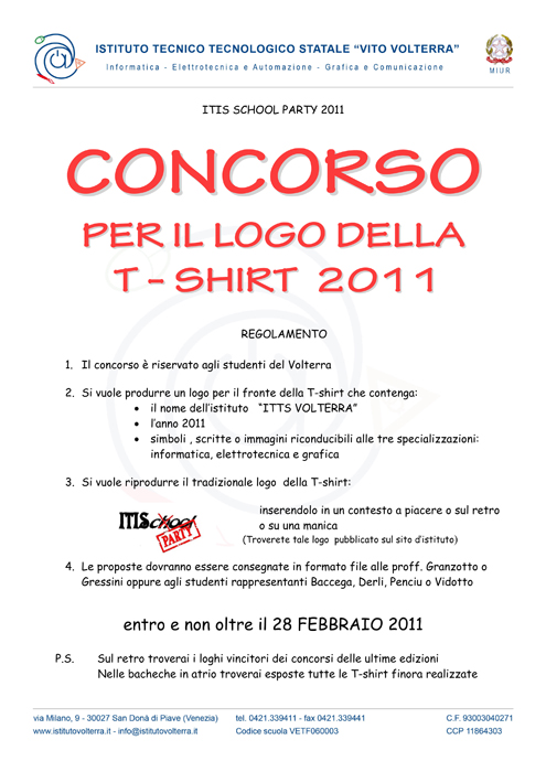 CONCORSO PER IL LOGO DELLA T-SHIRT 2011